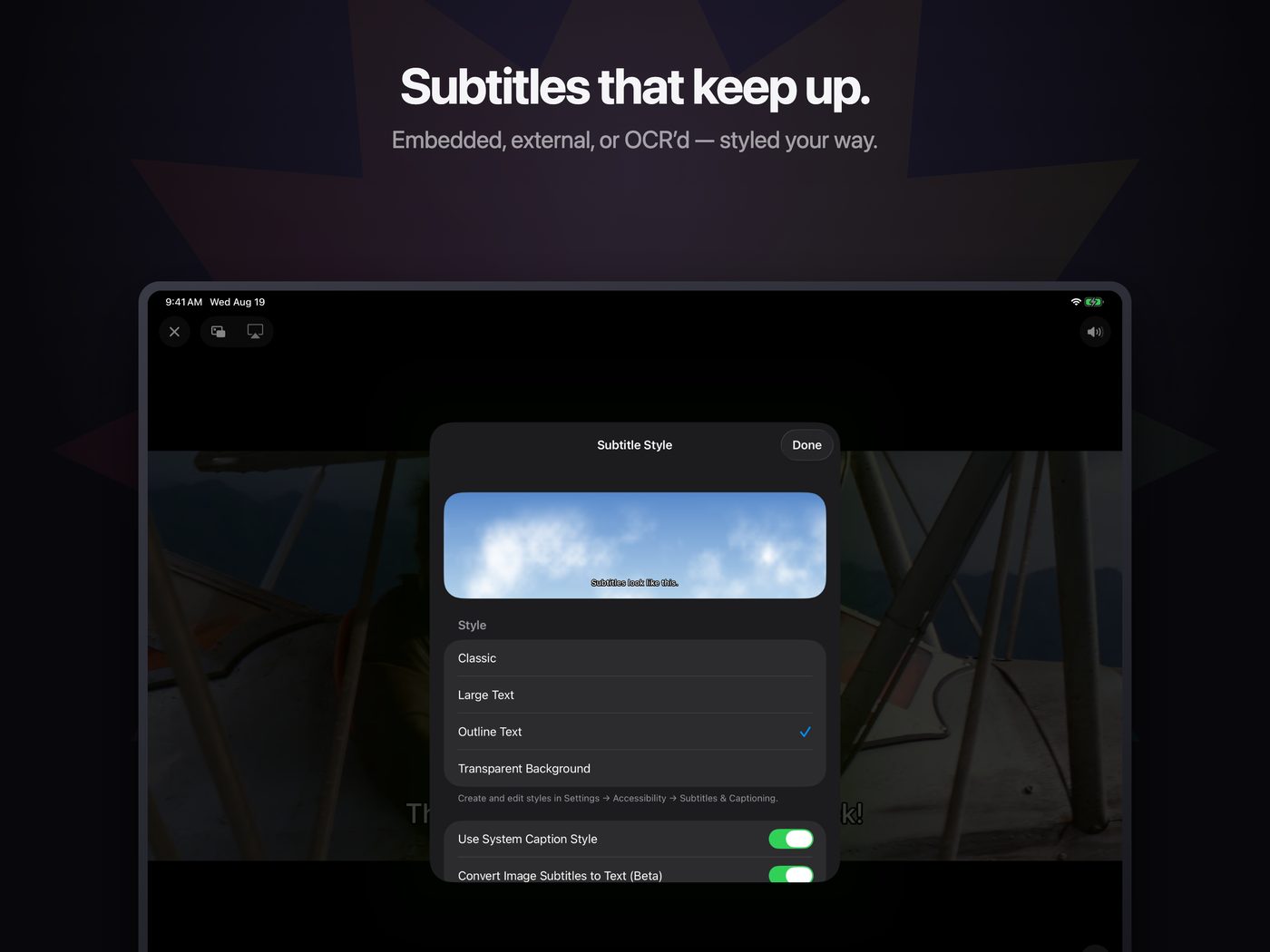 Subtitle styles on iPad