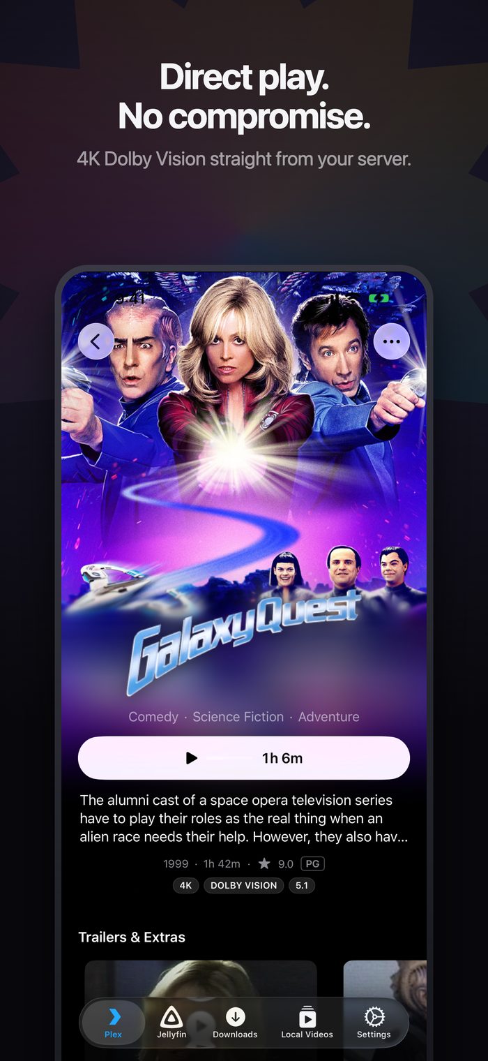 A movie's detail page on iPhone