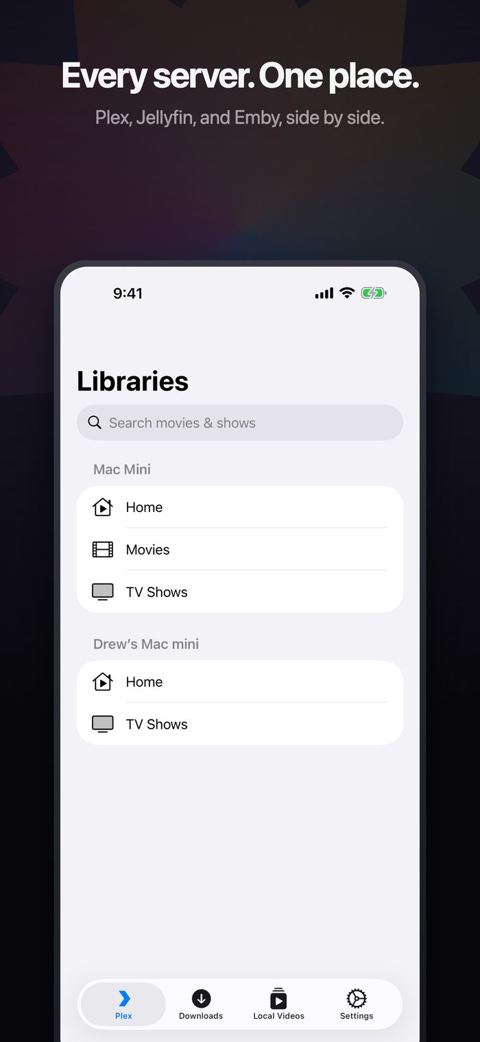 Libraries from several servers on iPhone