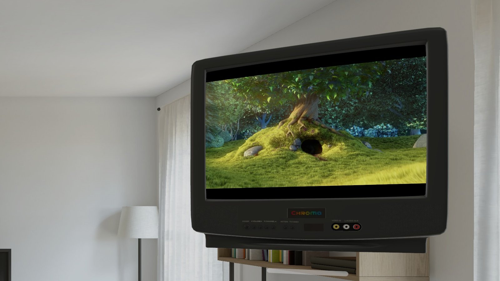 The Analog TV on a shelf in the room